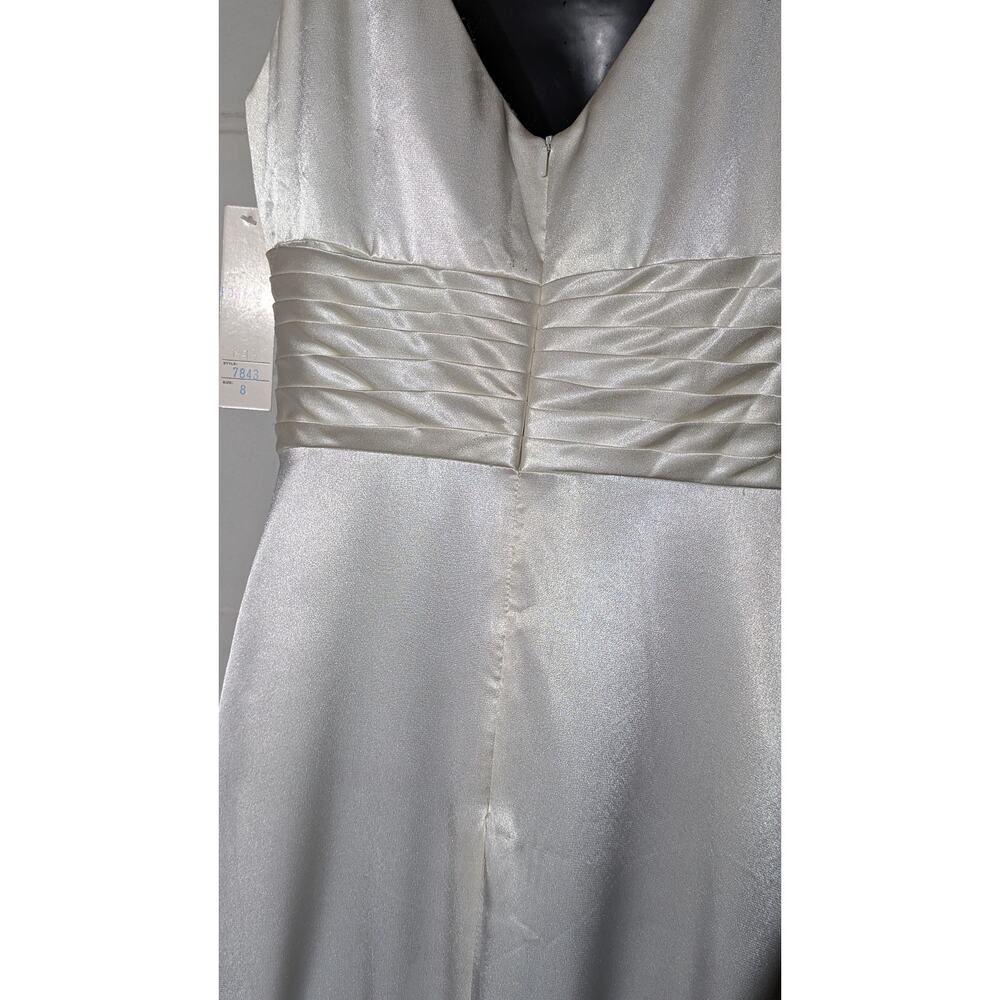 Scala Cream Satin Long Formal Evening Dress - Picture 4 of 8